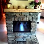 kominek oklejony łupkiem