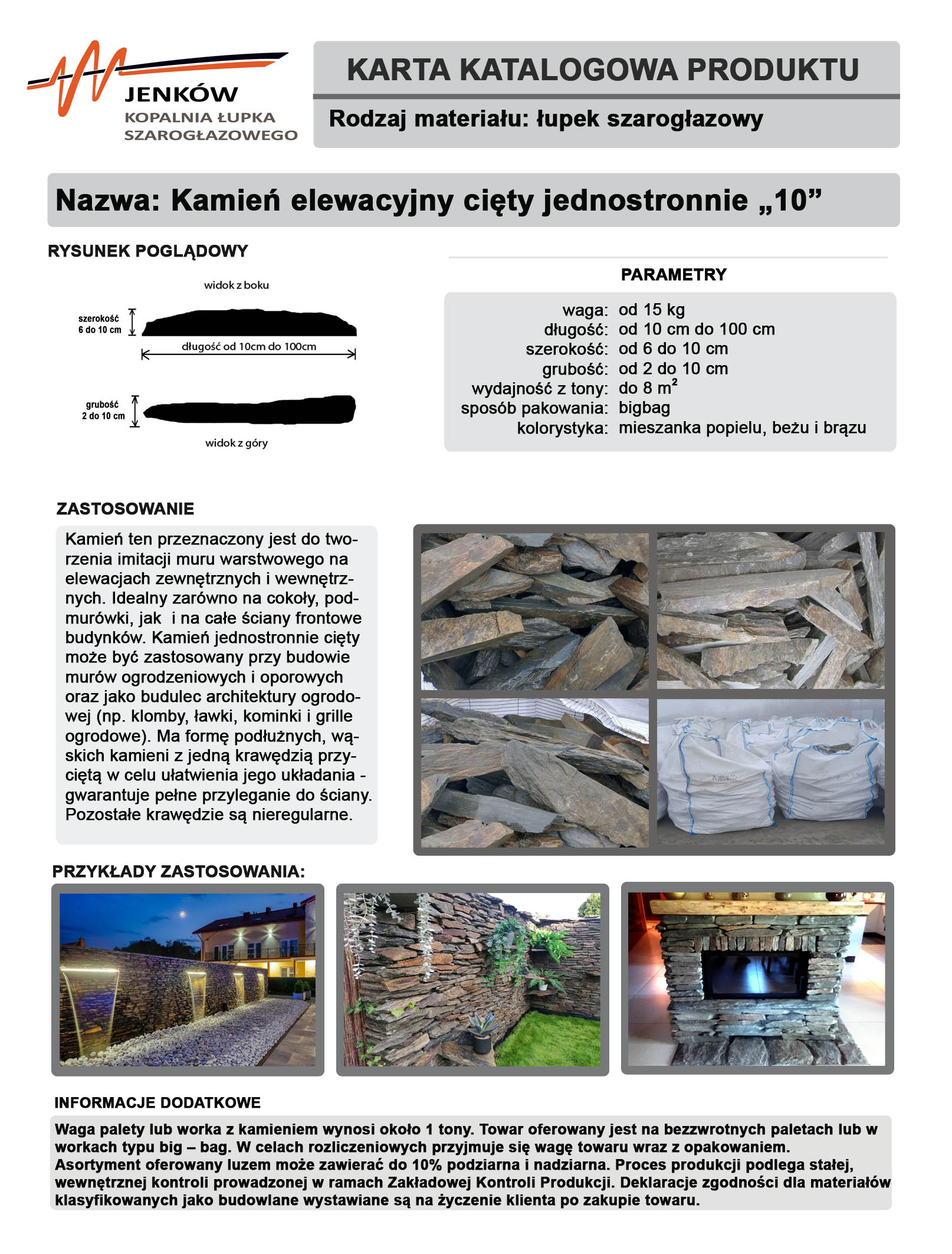 Elewacja jednostronnie cięta 10 cm