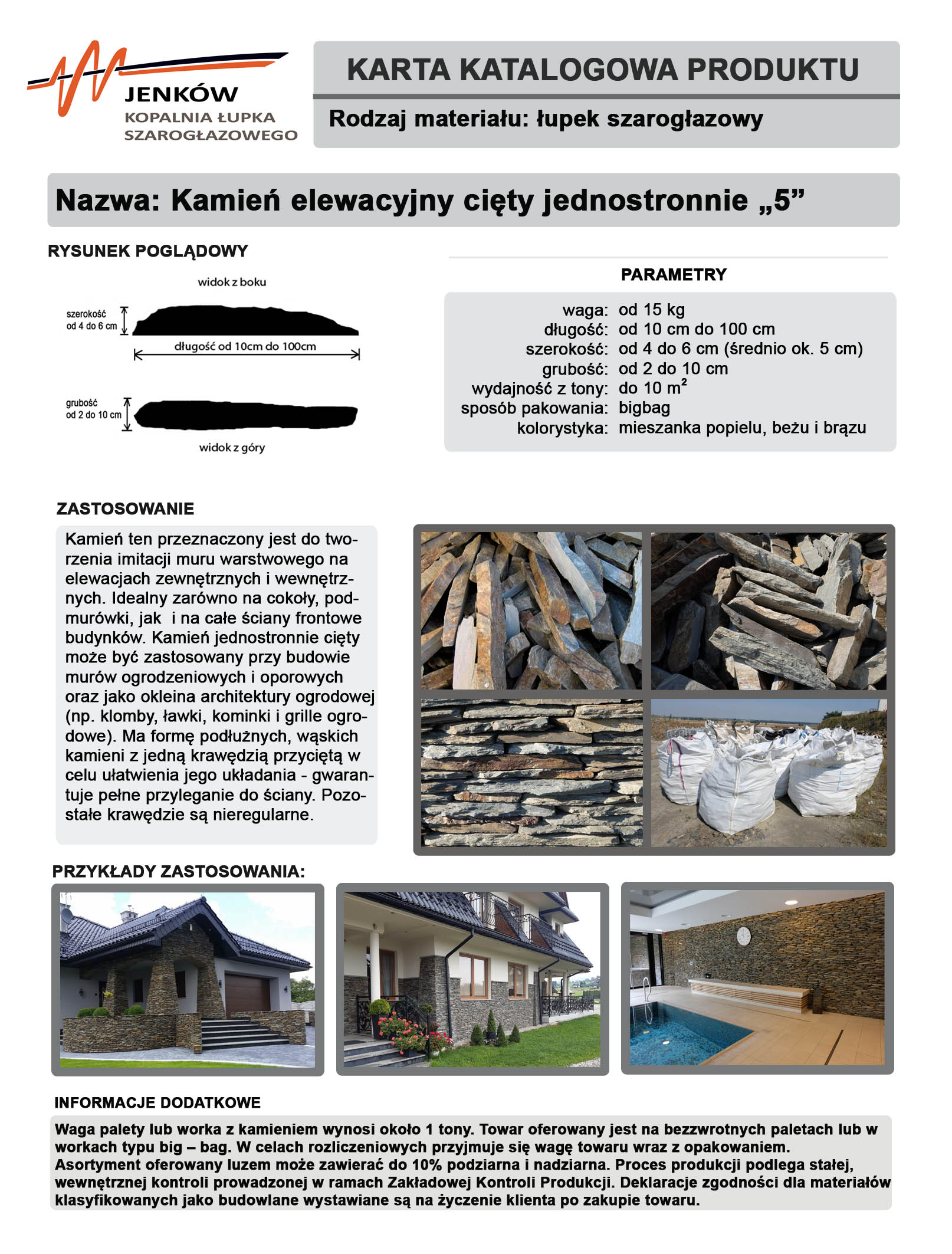 Elewacja jednostronnie cięta 5 cm